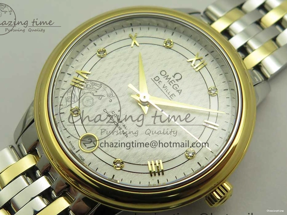0523 Attractive De Ville Prestige Ladies 32.7mm SS MKF 1:1 Best Edition White Dial Roman Markers on SS YG Bracelet MIYOTA 7965
